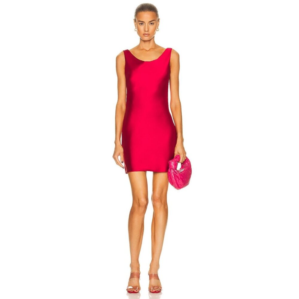 Norma Kamali Maria Mini Dress in Tiger Red XXSmall Womens Satin